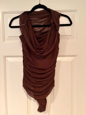 Abercrombie & Fitch Chocolate Brown Draped Bodysuit